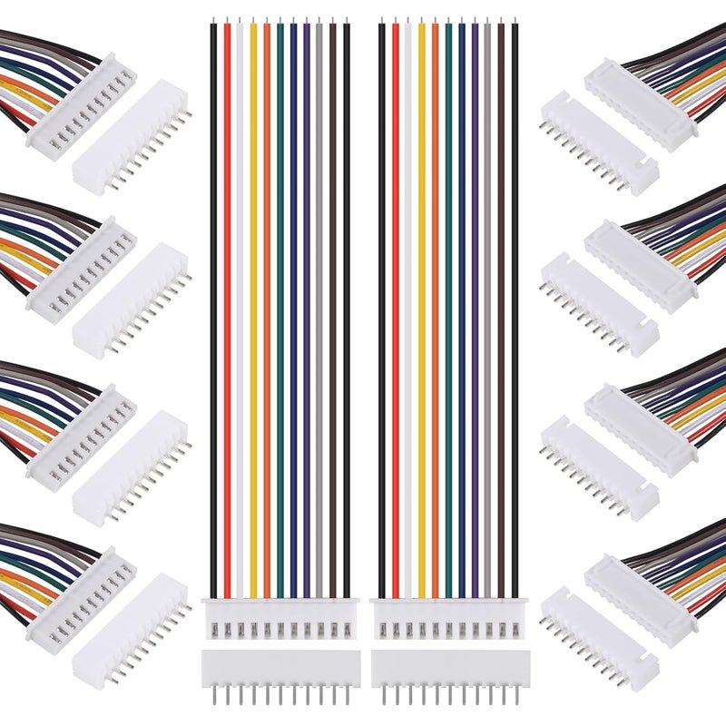 ACEIRMC 10Pairs JST-XH Connector Kit, XH 2.54mm 11 Pin Header Male and Female Connectors Plug Adapter with Flat Wire Cable 200mm 26AWG Compatible with JST XH (11P) - Image 1